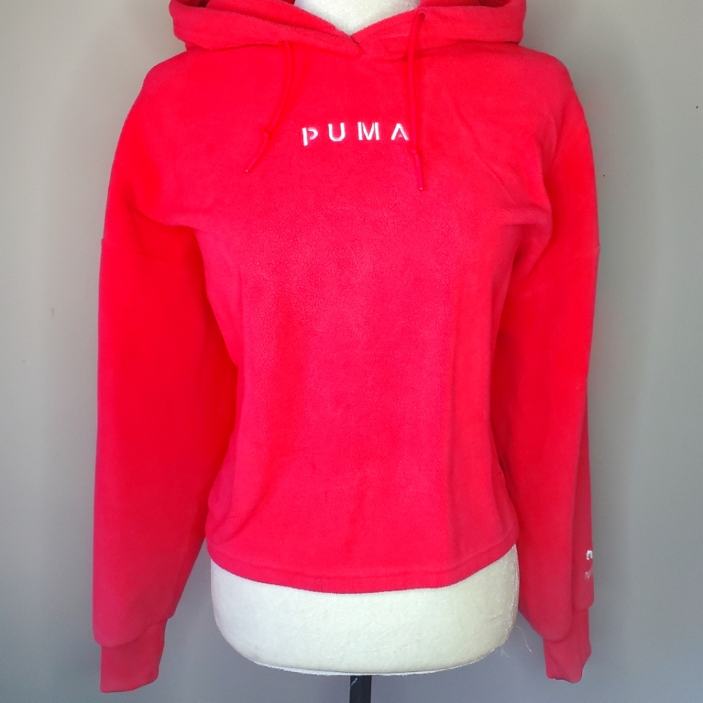 PUMA Cropped Fleece Hoodie Size M